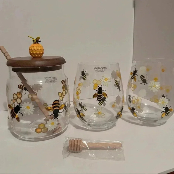 Honey Bee Glass Jar And Glasses - Picture 3 of 6